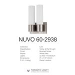 Nuvo Lighting 60-2938 Link 2-Light (Twin) Tube Wall Sconce with White Glass