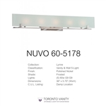 NUVO 60-5178 Lynne 5-Light Polished Nickel Halogen Vanity Light Fixture with Frosted Glass