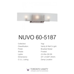 Nuvo 60-5187 Yogi 3-Light Brushed Nickel Halogen Vanity Light Fixture with Frosted Glass