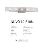 Nuvo 60-5188 Yogi 5-Light Brushed Nickel Halogen Vanity Light Fixture with Frosted Glass