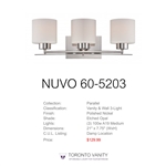 Nuvo 60-5203 Parallel 3-Light Wall Mounted Vanity Light in Polished Nickel Finish with Etched Opal Glass