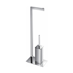 Aqua Piazza by KubeBath Free Standing Toilet Paper Holder With Toilet Brush - Chrome