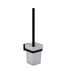 Aqua PLATO Toilet Brush w/ Frosted Glass Cup- Black