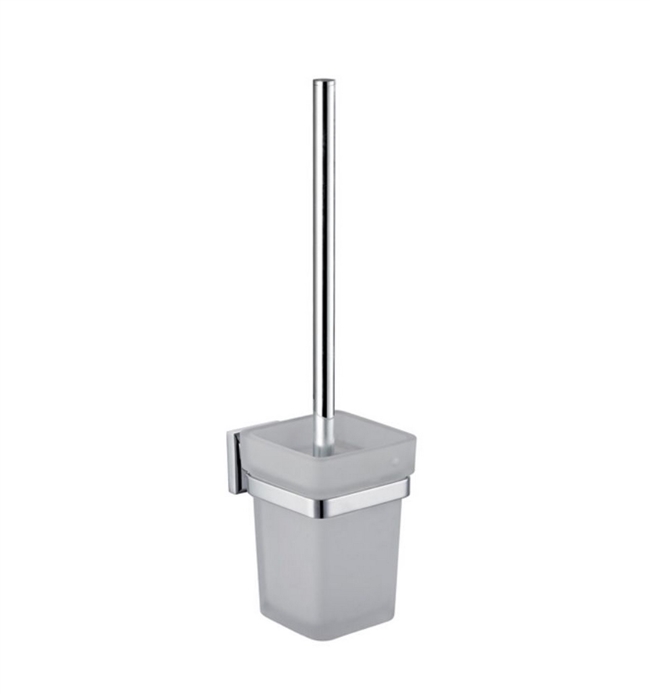Aqua NUON Toilet Brush w/ Frosted Glass Cup- Chrome