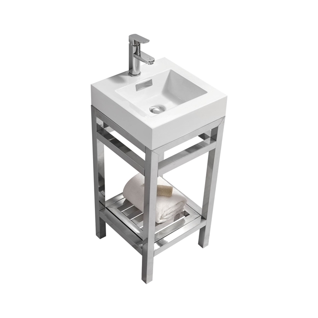 Kube Cisco 16" Stainless Steel Console w/ White Acrylic Sink - Chrome