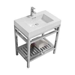 Kube Cisco 30" Stainless Steel Console w/ White Acrylic Sink - Chrome