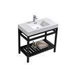 Kube Cisco 36" Stainless Steel Console w/ White Acrylic Sink - Matte Black