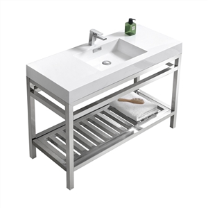 Kube Cisco 48" Stainless Steel Console w/ White Acrylic Sink - Chrome