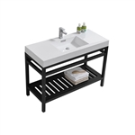 Kube Cisco 48" Stainless Steel Console w/ White Acrylic Sink - Matte Black