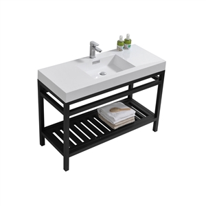 Kube Cisco 48" Stainless Steel Console w/ White Acrylic Sink - Matte Black