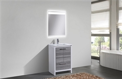 KubeBath Dolce 24 Inch Ash Gray Modern Bathroom Vanity