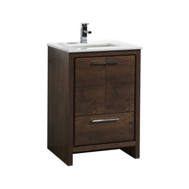 KubeBath Dolce 24â€³ Rose Wood Modern Bathroom Vanity