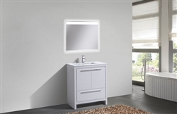 KubeBath Dolce 30â€³ Gloss White Modern Bathroom Vanity