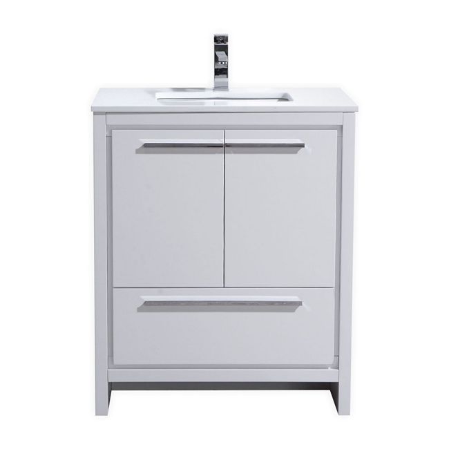 KubeBath Dolce 30â€³ Gloss White Modern Bathroom Vanity