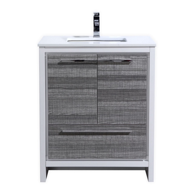 KubeBath Dolce 30â€³ Ash grey Modern Bathroom Vanity