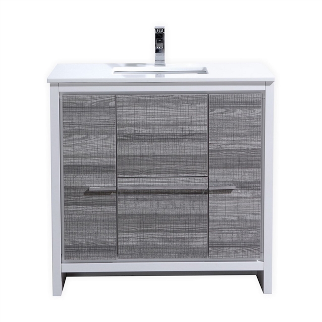 KubeBath Dolce 36â€³ Ash Gray Modern Bathroom Vanity