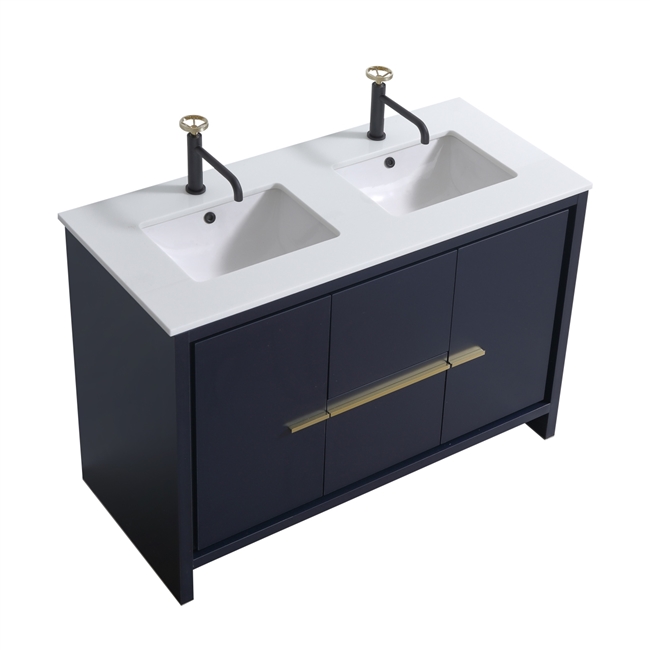 KubeBath Dolce 48'' Double SinkBlue Modern Bathroom Vanity