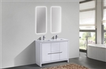 KubeBath Dolce 48'' Double Sink High Gloss White Modern Bathroom Vanity