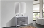 KubeBath Dolce 48'' Double Sink Ash Gray Modern Bathroom Vanity