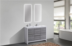 KubeBath Dolce 48'' Double Sink Ash Gray Modern Bathroom Vanity