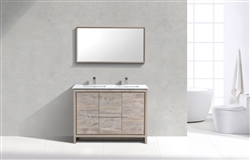 48'' KubeBath Dolce Double Sink Nature Wood Modern Bathroom Vanity