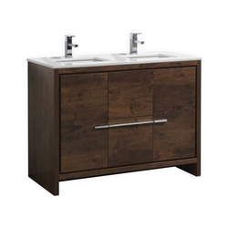 KubeBath Dolce 48'' Double Sink Rose Wood Modern Bathroom Vanity