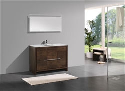 KubeBath Dolce 48'' Rose Wood Modern Bathroom Vanity