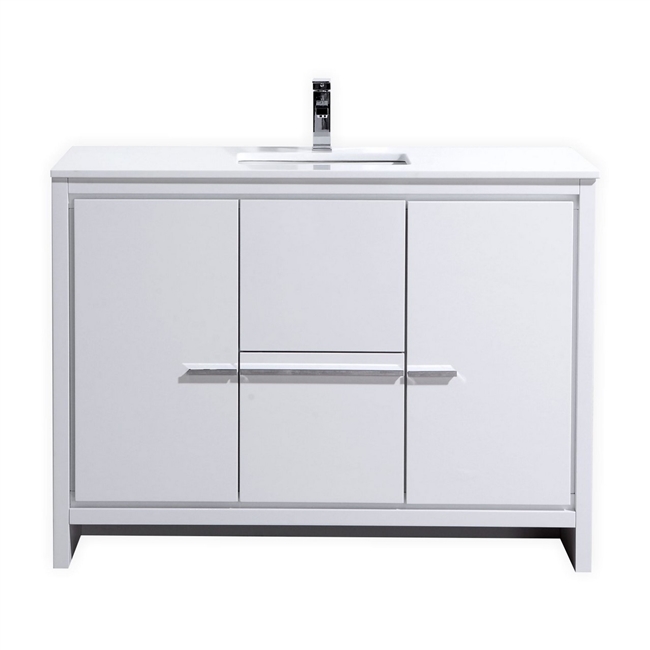 KubeBath Dolce 48" Gloss White  Modern Bathroom Vanity