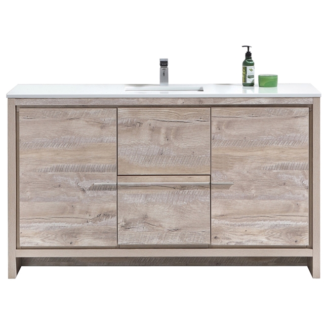 KubeBath Dolce 60'' Single Sink Nature Wood Modern Bathroom Vanity