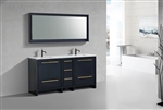 KubeBath Dolce 72'' Double Sink Blue Modern Bathroom Vanity