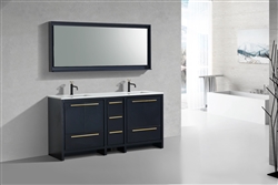 KubeBath Dolce 72'' Double Sink Blue Modern Bathroom Vanity