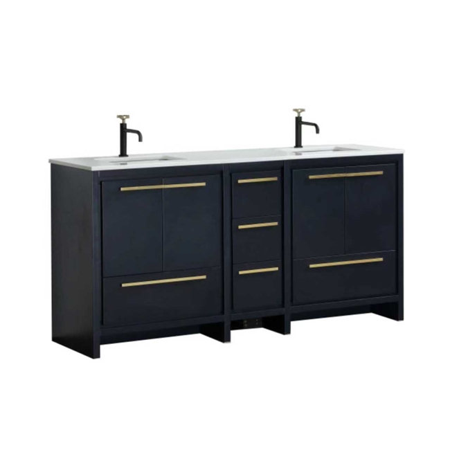 KubeBath Dolce 72'' Double Sink Blue Modern Bathroom Vanity