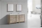 KubeBath Dolce 72'' Double Sink Nature Wood Modern Bathroom Vanity