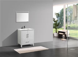 Anziano 30" High Gloss White Vanity with Countertop