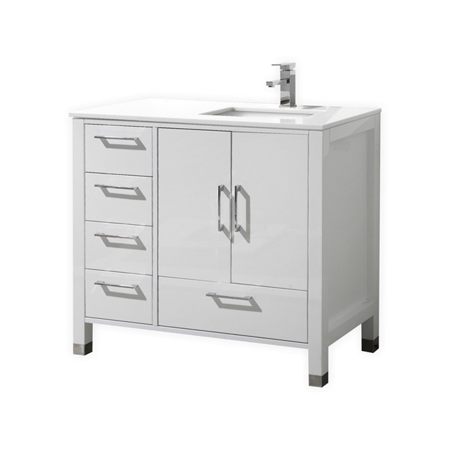 Anziano 36" Gloss White Vanity Set