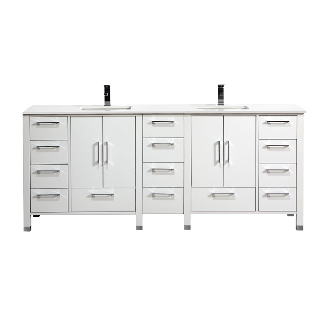 Anziano 84" Gloss White Double Sink Vanity