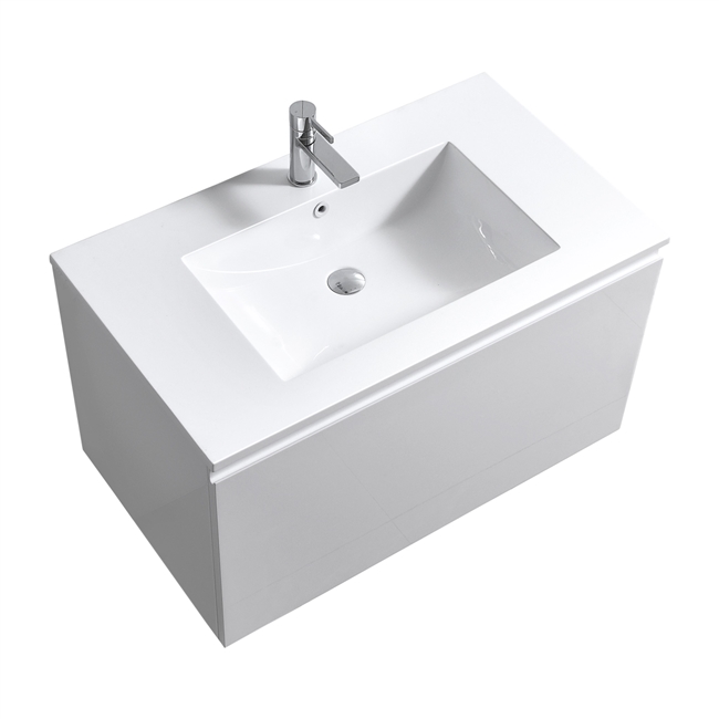 36'' Balli Modern Wall Mount bathroom Vanity - Gloss White