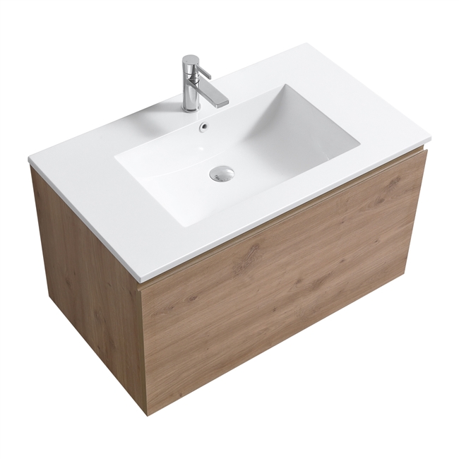 36'' Balli Modern Wall Mount bathroom Vanity - White Oak