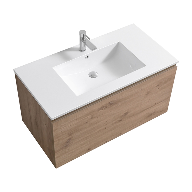 40'' Balli Modern Wall Mount bathroom Vanity - White Oak