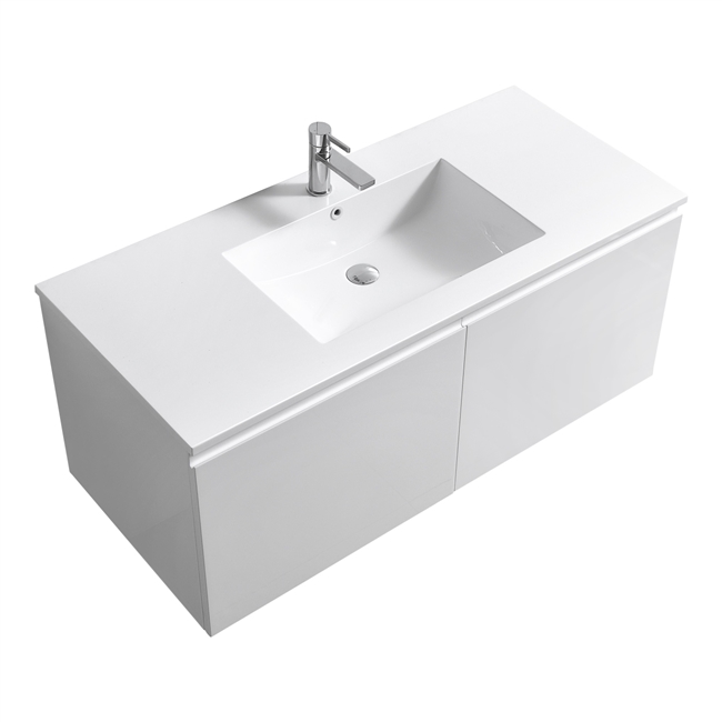 48'' Balli Single Sink Modern Wall Mount bathroom Vanity - Gloss White