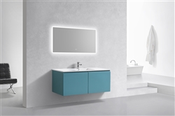 48'' Balli Single Sink Modern Wall Mount bathroom Vanity - Teal Green