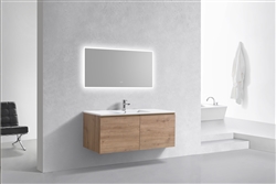 48'' Balli Single Sink Modern Wall Mount bathroom Vanity - White Oak