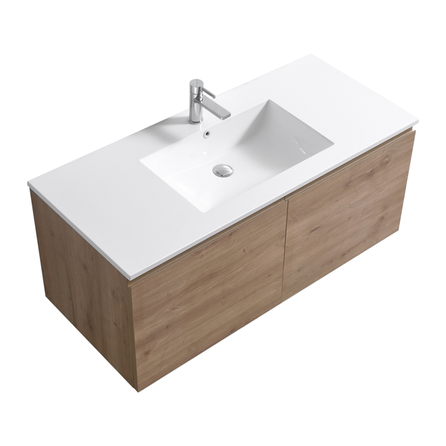 48'' Balli Single Sink Modern Wall Mount bathroom Vanity - White Oak