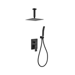 Aqua Piazza Black Shower Set w/ 8" Ceiling Mount Square Rain Shower and Handheld