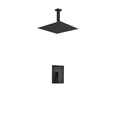 Aqua Piazza Black Shower Set w/ 12" Ceiling Mount Square Rain Shower Head