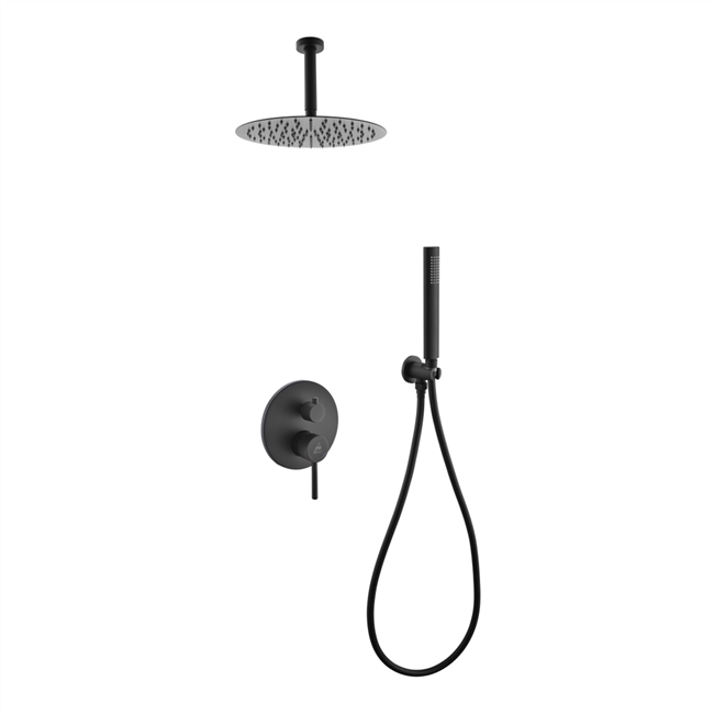 Aqua Rondo Shower Set w/ Ceiling Mount 12" Rain Shower and Handheld