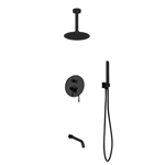 Aqua Rondo Brass Shower Set w/ 8" Ceiling Mount Round Rain Shower, Handheld and Tub Filler