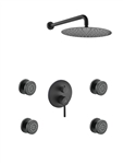 Aqua RONDO Black Brass Shower Set w/ 12" Round Rain Shower and 4 Body Jets  - <span style="color: rgb(147, 112, 219); "</span> In Stock</div>