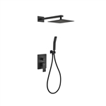 Aqua Piazza Black Shower Set w/ 8" Square Rain Shower and Handheld