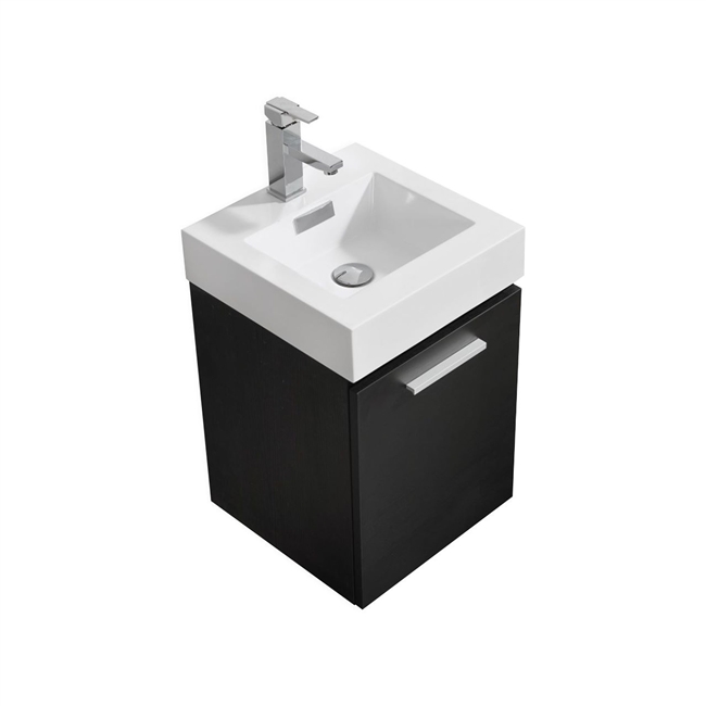 Bliss 16'' Black Wall Mounted Modern Bathroom Vanity